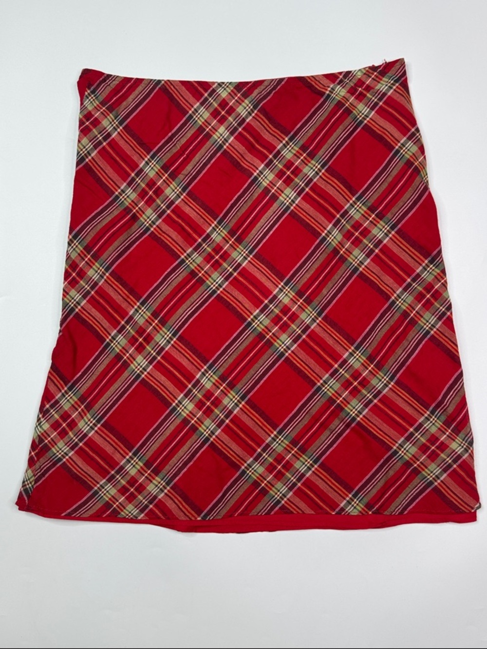 Vintage Ralph Lauren Red Tartan Plaid Pencil Skirt Size 12 Waist 30" 90s
